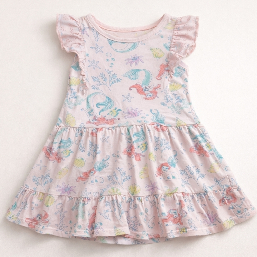 Disney Princess Ariel Pink Flutter Sleeve Twirl Skater Dress Mermaidcore 5T